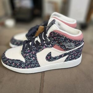 Nike Navy and Pink Floral High-Tops